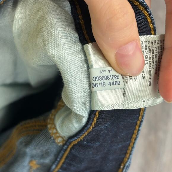 American‎ Eagle Dark Wash Faded Blue Mens 36x33 Original Tapered Denim Jeans EUC - Picture 6 of 13